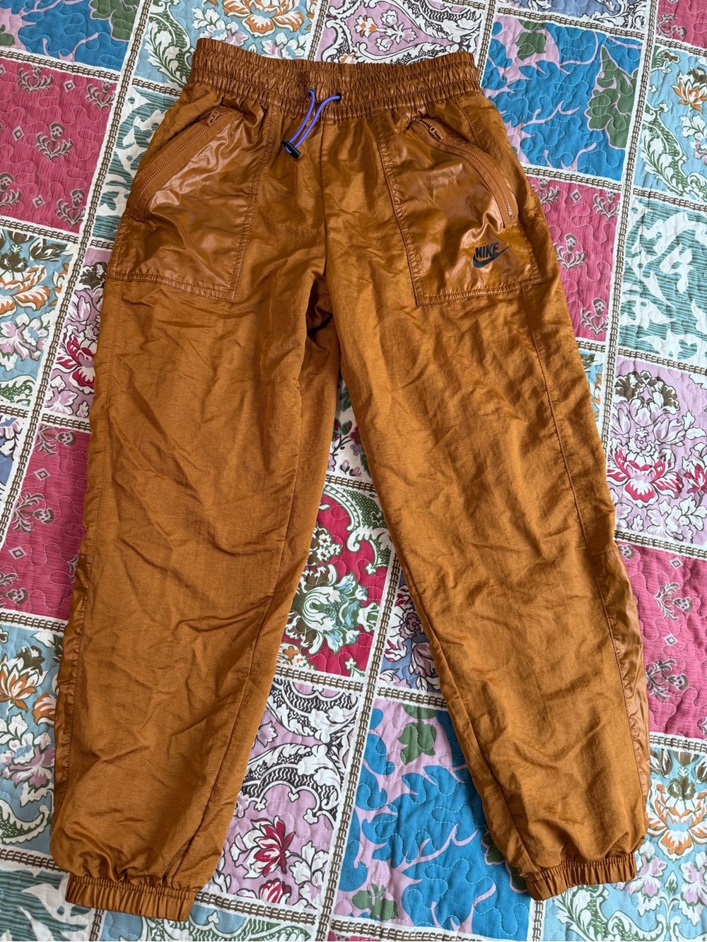 Nike Gorpcore Nylon Track Pants Rust Yellow Brown Size S terracotta streetwear
